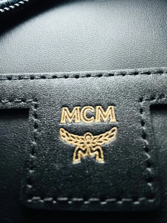 Authentic MCM Stark Mini Backpack Blue Visetos Studded 8x10x4 clean + Dust Bag - Picture 15 of 16